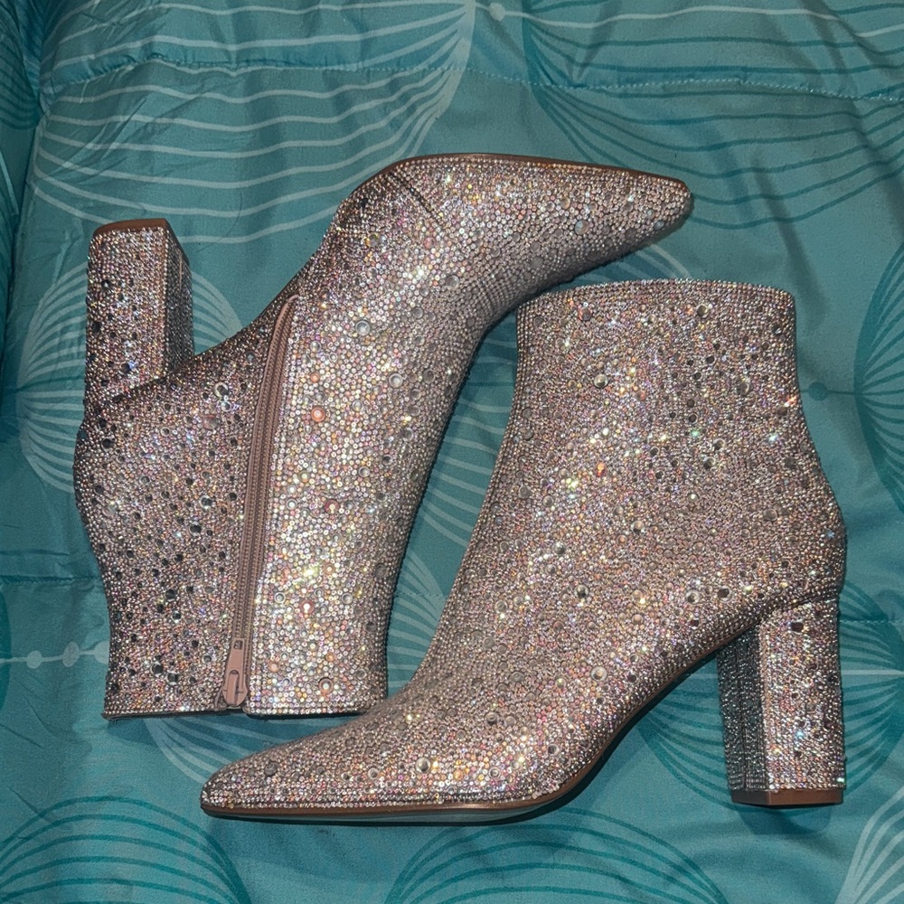 Betsey Johnson Glittering Ankle Boots - Silver